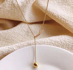 Gold-Plated Stainless Steel Ball Drop Necklace for Women – Minimalist Gold Chain Jewelry