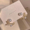 Korean Butterfly Pearl Earrings for Women – Gold Plated Double Stud Elegant Zircon Fashion Jewelry