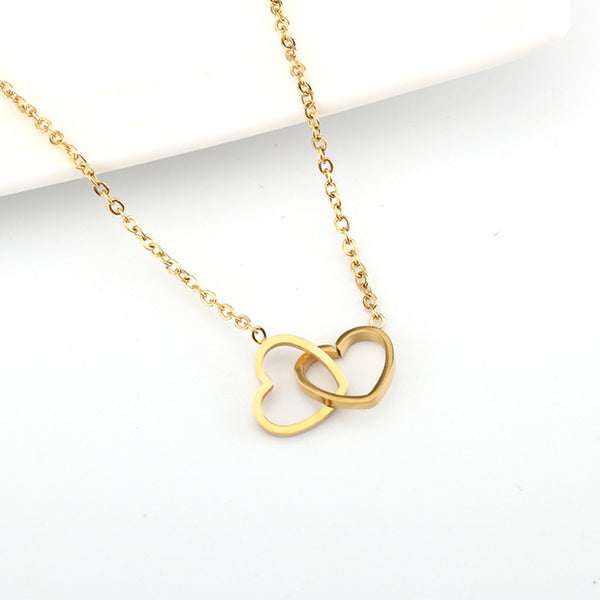 Stylish Gold-Plated Artificial Heart Pendant Necklace for Women & Girls