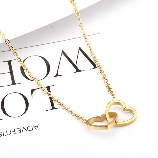 Stylish Gold-Plated Artificial Heart Pendant Necklace for Women & Girls