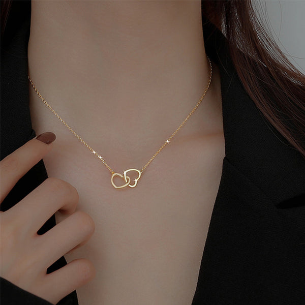 Stylish Gold-Plated Artificial Heart Pendant Necklace for Women & Girls