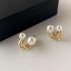 Korean Double Pearl Gold Clip Earrings for Women | Elegant Non-Pierced Ear Cuffs | Vintage Fashion Jewelry Gift