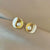 Elegant Korean Pearl Stud Earrings for Women – 14K Gold-Plated Geometric Design Fashion Jewelry