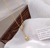 Gold-Plated Stainless Steel Ball Drop Necklace for Women – Minimalist Gold Chain Jewelry